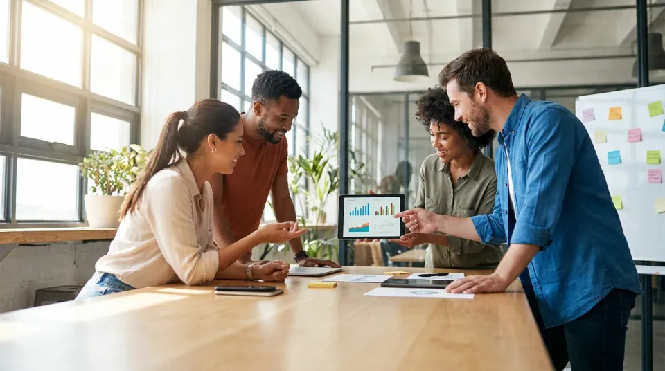 Email marketing team reviewing deliverability metrics