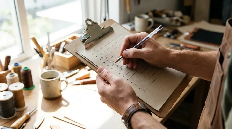 A person's hands checking off items on a printed checklist, representing the process of creating a lead magnet.