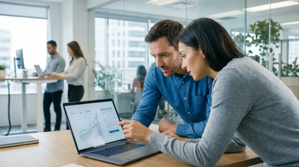 Developer and marketer analyzing sign-up form verification metrics