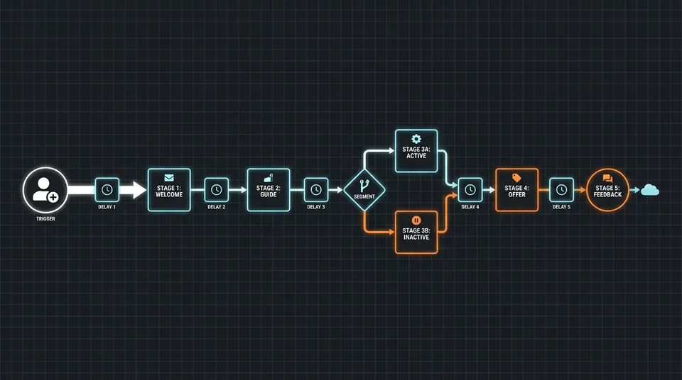 5-Step Welcome Email Sequence Flow Diagram